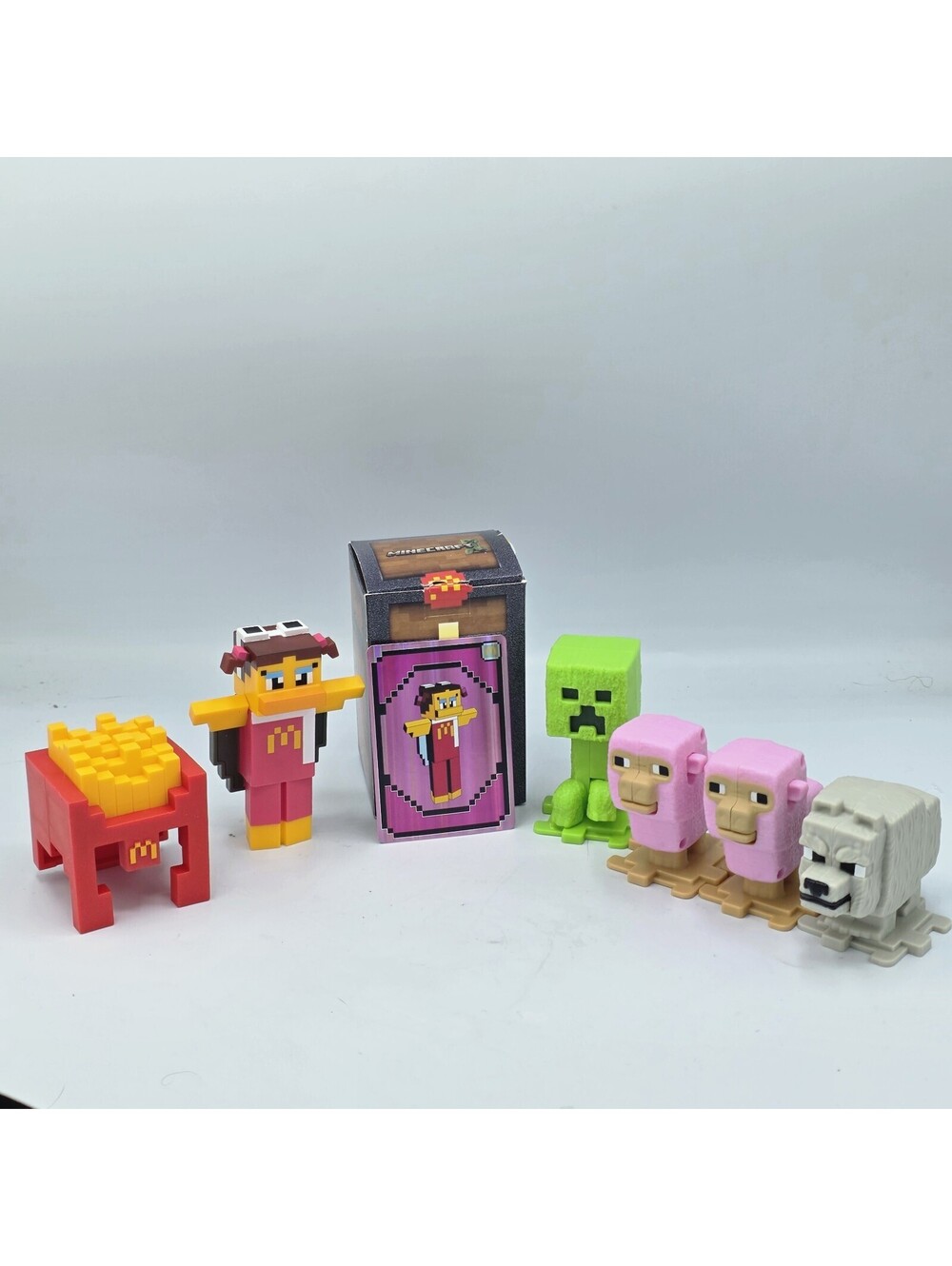 2025 McDonalds A Minecraft Movie Happy Meal Toy Lot of 7 Creeper Pink Sheep